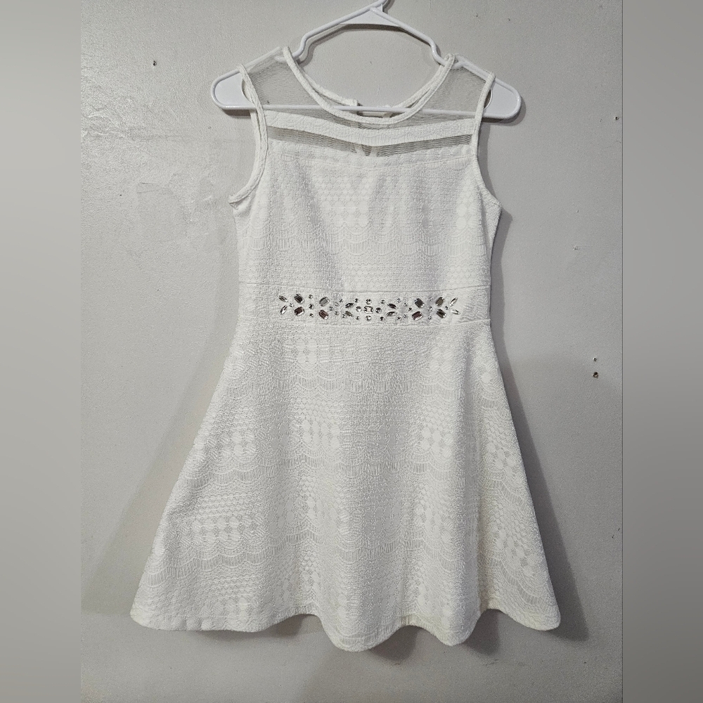 The Childrens Place White Dress With Rhinestones On The Front!